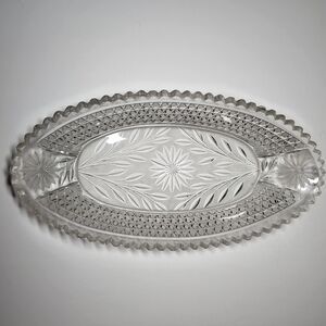 Antique American Brilliant Period Cut Glass, Oblong/Oval Serving/Celery Dish